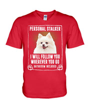 Load image into Gallery viewer, White Pomeranian Will Follow You St. Patrick's Day Printed Mug Guys V-Neck
