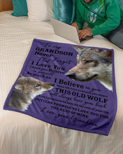 Load image into Gallery viewer, Wolf Grandma Gift For Grandson Believe In Yourself Fleece Blanket
