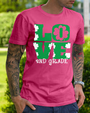 Load image into Gallery viewer, 2nd Grade Love White Clover St Patrick's Day Gift For Teacher Guys Tee
