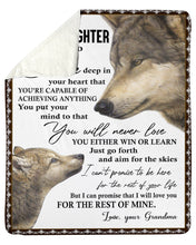 Load image into Gallery viewer, Wolf Believe Deep In Your Heart Grandma Gift For Granddaughter Sherpa Blanket
