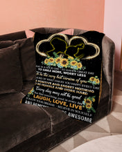 Load image into Gallery viewer, Grandma Gift For Granddaughter Sunflower Smile More Fleece Blanket
