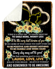 Load image into Gallery viewer, Grandma Gift For Granddaughter Sunflower Smile More Sherpa Blanket
