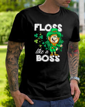 Load image into Gallery viewer, Funny Leprechaun Floss Like A Boss Shamrock Design St Patrick's Day Gift Guys Tee
