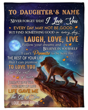 Load image into Gallery viewer, Lion On The Brink Of Mountain Laugh Love Live Custom Name Gift For Daughter Fleece Blanket
