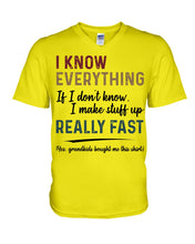 Load image into Gallery viewer, Gift For Grandpa I Know Everything If I Don't Know I Make Stuff Up Guys V-Neck
