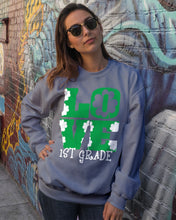 Load image into Gallery viewer, 1st Grade Love White Clover St Patrick's Day Gift For Teacher Sweatshirt
