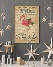 Load image into Gallery viewer, Music Sheet And I Think Flamingo What A Wonderful World Vertical Poster
