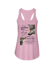Load image into Gallery viewer, Wolf Grandma Gift For Grandson Believe In Yourself Ladies Flowy Tank
