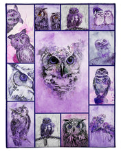 Load image into Gallery viewer, Unique Purple Owl On Winter Day Fleece Blanket

