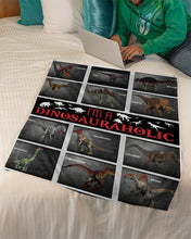 Load image into Gallery viewer, I'm A Dinosaurholic Gift For Dino Lovers Fleece Blanket
