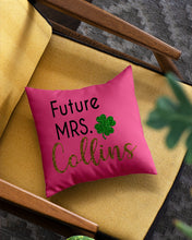 Load image into Gallery viewer, Shamrock Future Mrs Collins St Patrick's Day Pillow Cover
