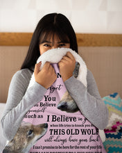 Load image into Gallery viewer, Wolf Grandma Gift For Grandson Believe In Yourself Sherpa Blanket
