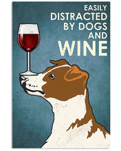 Load image into Gallery viewer, Easily Distracted By Jack Russell Terrier Dogs And Red Wine Gift For Dog Lovers Vertical Poster
