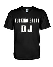 Load image into Gallery viewer, Fucking Great DJ Black And White Printed Mug Guys V-Neck
