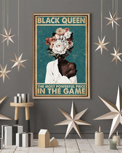 Load image into Gallery viewer, Retro Teal Black Queen The Most Powerful Piece In The Game Vertical Poster
