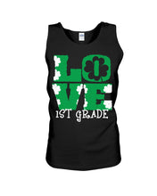 Load image into Gallery viewer, 1st Grade Love White Clover St Patrick's Day Gift For Teacher Unisex Tank Top
