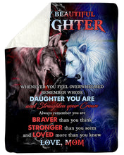 Load image into Gallery viewer, Lion Versus Wolf Straighten Your Crown Gift For Daughter Sherpa Blanket
