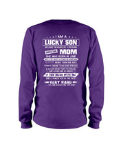 Load image into Gallery viewer, Lucky Son Who Raised By A Freaking Awesome June Mom Unisex Long Sleeve

