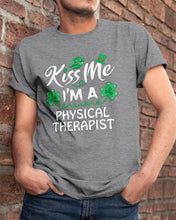 Load image into Gallery viewer, Physical Therapist Green Lip Shamrock St. Patrick's Day Color Changing Mug Guys Tee
