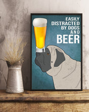 Load image into Gallery viewer, Easily Distracted By English Mastiff Dogs And Beer Gift For Dog Lovers Vertical Poster
