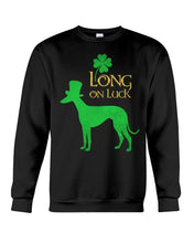 Load image into Gallery viewer, Sighthound Long On Luck Green St. Patrick's Day Printed Mug Sweatshirt
