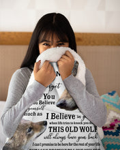 Load image into Gallery viewer, Wolf Grandma Gift For Grandson Believe In Yourself Sherpa Blanket
