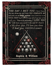 Load image into Gallery viewer, Custom Name Gift For Lovers Billiard The Day I Met You Fleece Blanket
