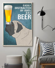Load image into Gallery viewer, Easily Distracted By English Mastiff Dogs And Beer Gift For Dog Lovers Vertical Poster

