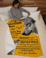 Load image into Gallery viewer, Wolf Grandma Gift For Grandson Believe In Yourself Sherpa Blanket
