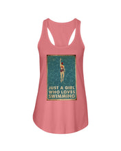 Load image into Gallery viewer, Just A Girl Who Loves Swimming Gift For Girls Ladies Flowy Tank
