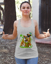 Load image into Gallery viewer, Funny Boxer With Butterflies Clover St Patrick's Day Gift For Dog Lovers Ladies Flowy Tank
