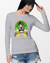 Load image into Gallery viewer, Bull Terrier With Beer Celebrate St Patrick's Day Gift For Dog Lovers Unisex Long Sleeve
