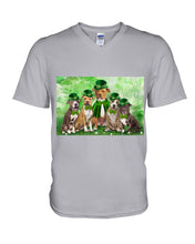 Load image into Gallery viewer, Staffordshire Leprechaun St Patrick's Day Gift For Dog Lovers Guys V-Neck
