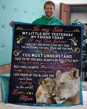 Load image into Gallery viewer, Lion My Son Forever Mom Gift For Son Sherpa Blanket
