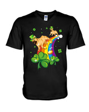 Load image into Gallery viewer, Frenchie Running On Rainbow Clover St Patrick's Day Gift For Dog Lovers Guys V-Neck
