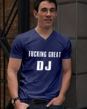Load image into Gallery viewer, Fucking Great DJ Black And White Printed Mug Guys V-Neck
