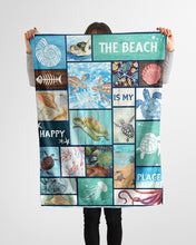Load image into Gallery viewer, The Beach Is My Happy Place Ocean World Fleece Blanket
