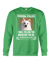 Load image into Gallery viewer, American Eskimo Personal Stalker St. Patrick's Day Printed Mug Sweatshirt
