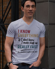 Load image into Gallery viewer, Gift For Grandpa I Know Everything If I Don't Know I Make Stuff Up Guys V-Neck
