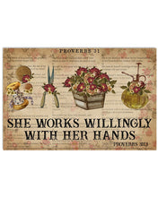 Load image into Gallery viewer, She Works Willingly With Hand Floristry Gift For Florist Horizontal Poster
