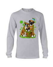 Load image into Gallery viewer, Funny Boxer With Butterflies Clover St Patrick's Day Gift For Dog Lovers Unisex Long Sleeve
