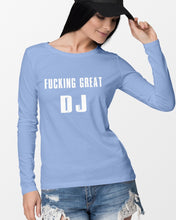 Load image into Gallery viewer, Fucking Great DJ Black And White Printed Mug Unisex Long Sleeve
