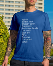 Load image into Gallery viewer, Splints Button Hook Therapy Putty Goniometer Resistance Bands Guys Tee

