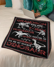 Load image into Gallery viewer, Grandma Gift For Grandson You Are Strong As T Rex Fleece Blanket
