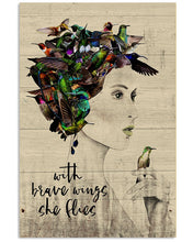 Load image into Gallery viewer, Hummingbird Girl With Brave Wings She Flies Gift For Women Vertical Poster
