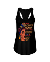 Load image into Gallery viewer, Im An October Woman I Have Three Sides Birthday Gift Ladies Flowy Tank

