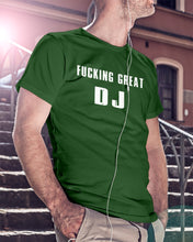 Load image into Gallery viewer, Fucking Great DJ Black And White Printed Mug Guys Tee
