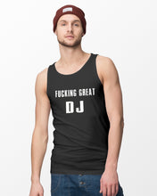 Load image into Gallery viewer, Fucking Great DJ Black And White Printed Mug Unisex Tank Top
