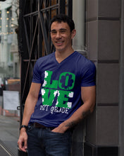 Load image into Gallery viewer, 1st Grade Love White Clover St Patrick's Day Gift For Teacher Guys V-Neck
