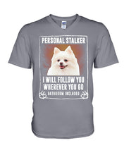 Load image into Gallery viewer, White Pomeranian Will Follow You St. Patrick's Day Printed Mug Guys V-Neck
